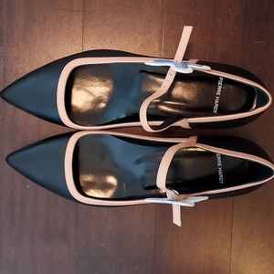 Pierre Hardy pointed black flats w/ flower buckle